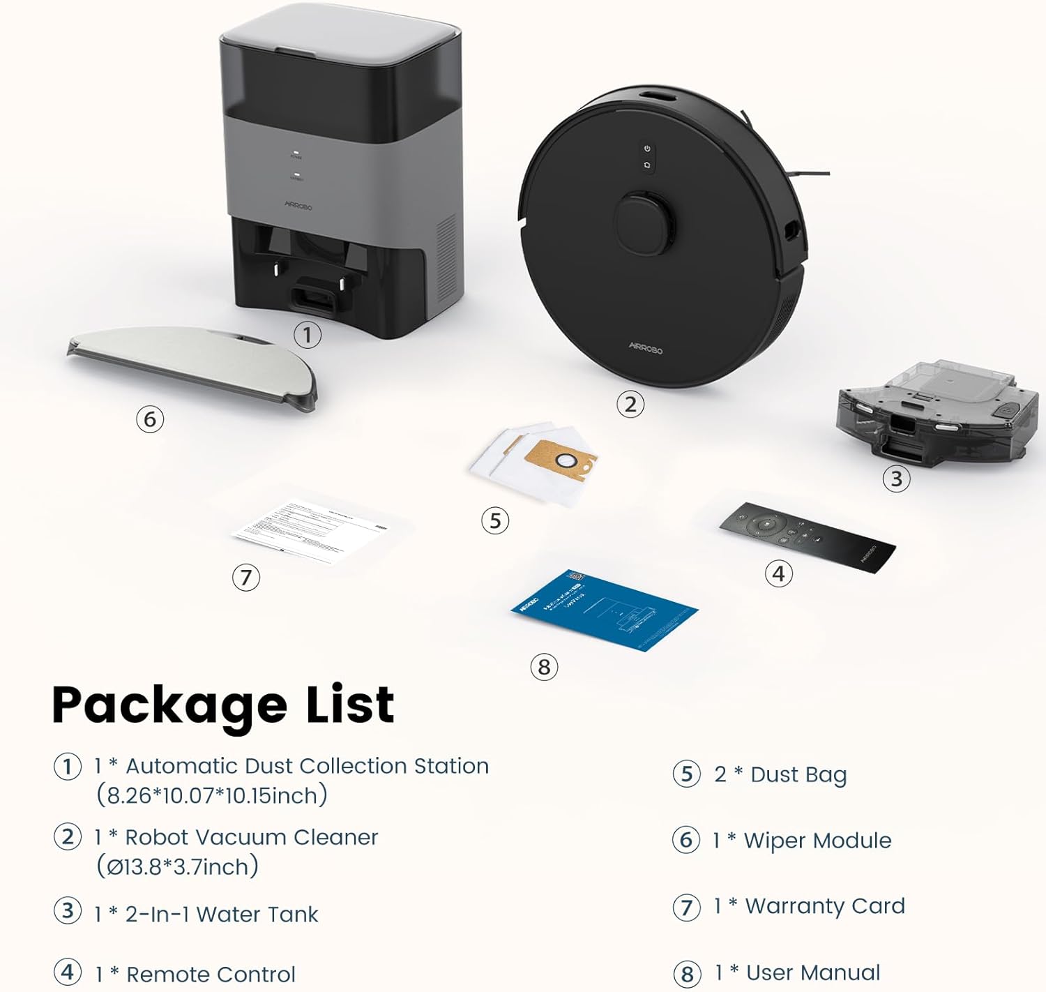 AIRROBO Robot Vacuum and Mop Combo, Self-Emptying, 60-Day Capacity, Home Mapping, Schedule, Wi-Fi/App/Alexa/Remote, 180mins Runtime, T20+ Robotic Vacuum Cleaner for Pet, Hard Floors, Carpet - Image 10