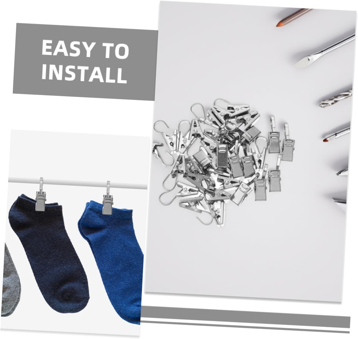 Unomor 25pcs Curtain Clip Clips Hooks Curtains Tapestry Clip Metal Clip for Hanging Clip Hanger Clip Hook Curtain Hangers Small Metal Clip Hanging Clip Stainless Steel Silver - Image 8
