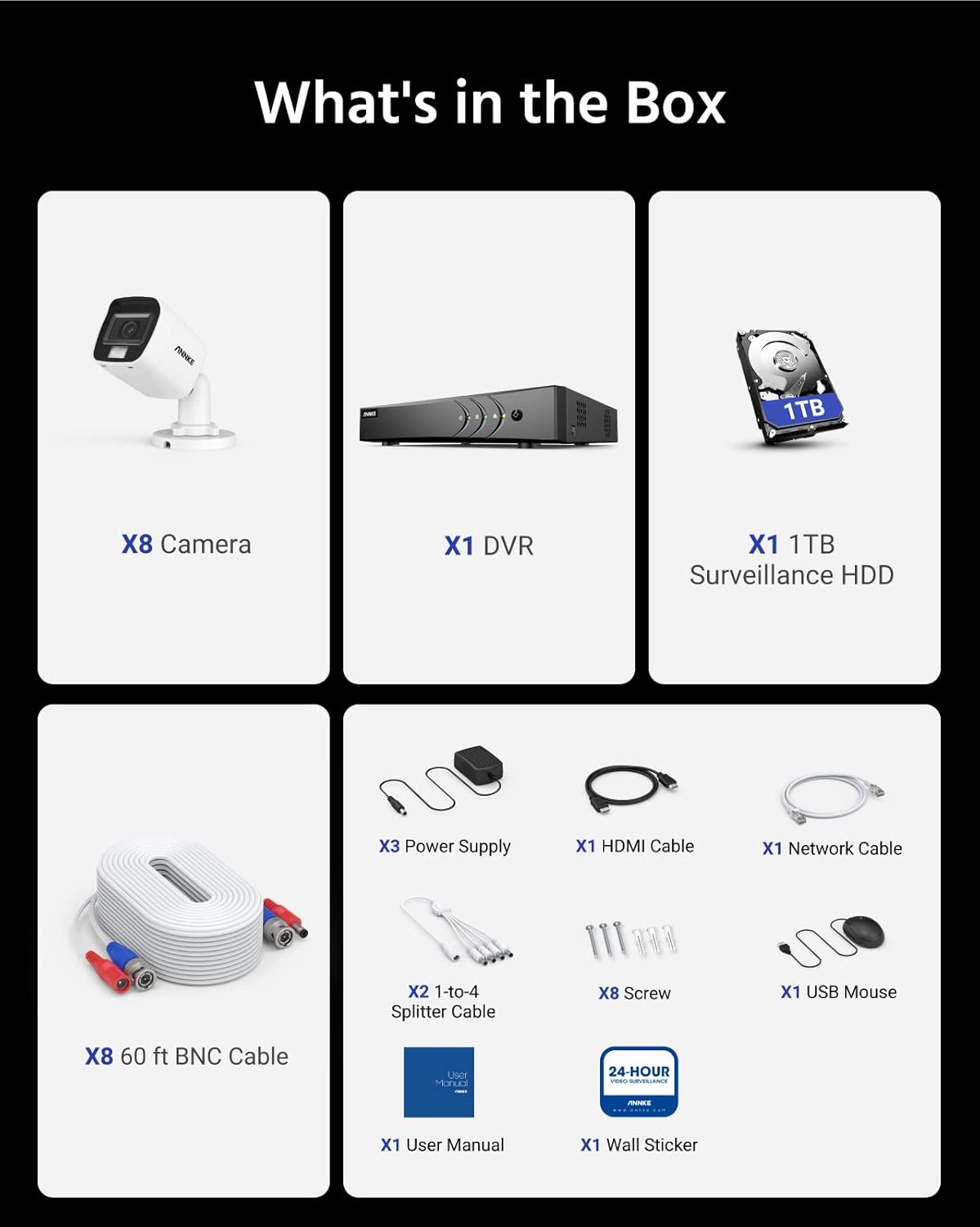 ANNKE Home Wired Camera Security System with Audio, 8CH 3K Lite H.265+ AI DVR with 1 TB Hard Drive and 8 X 1080P IP67 Weatherproof Cameras with Dual Light, Human/Vehicle Detection, Color Night Vision - Image 10