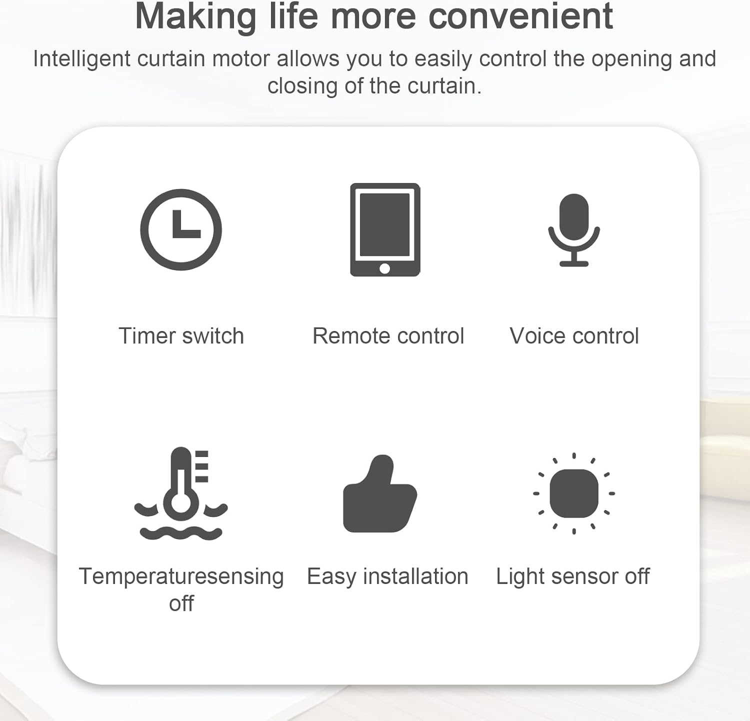 2PCS Tuya WiFi Intelligent Curtain Motor Electric Curtain Robot Automatic Opener No Wiring with Gateways Support APP Remote Control Timer Setup Temperature & Light Sensing Compatible with Home - Image 3