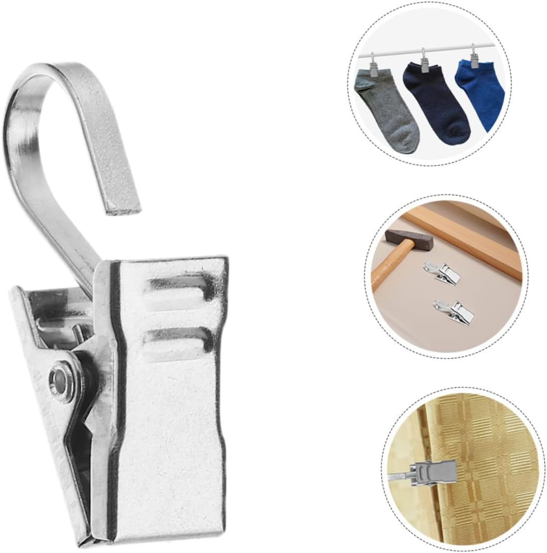 Unomor 25pcs Curtain Clip Clips Hooks Curtains Tapestry Clip Metal Clip for Hanging Clip Hanger Clip Hook Curtain Hangers Small Metal Clip Hanging Clip Stainless Steel Silver - Image 10