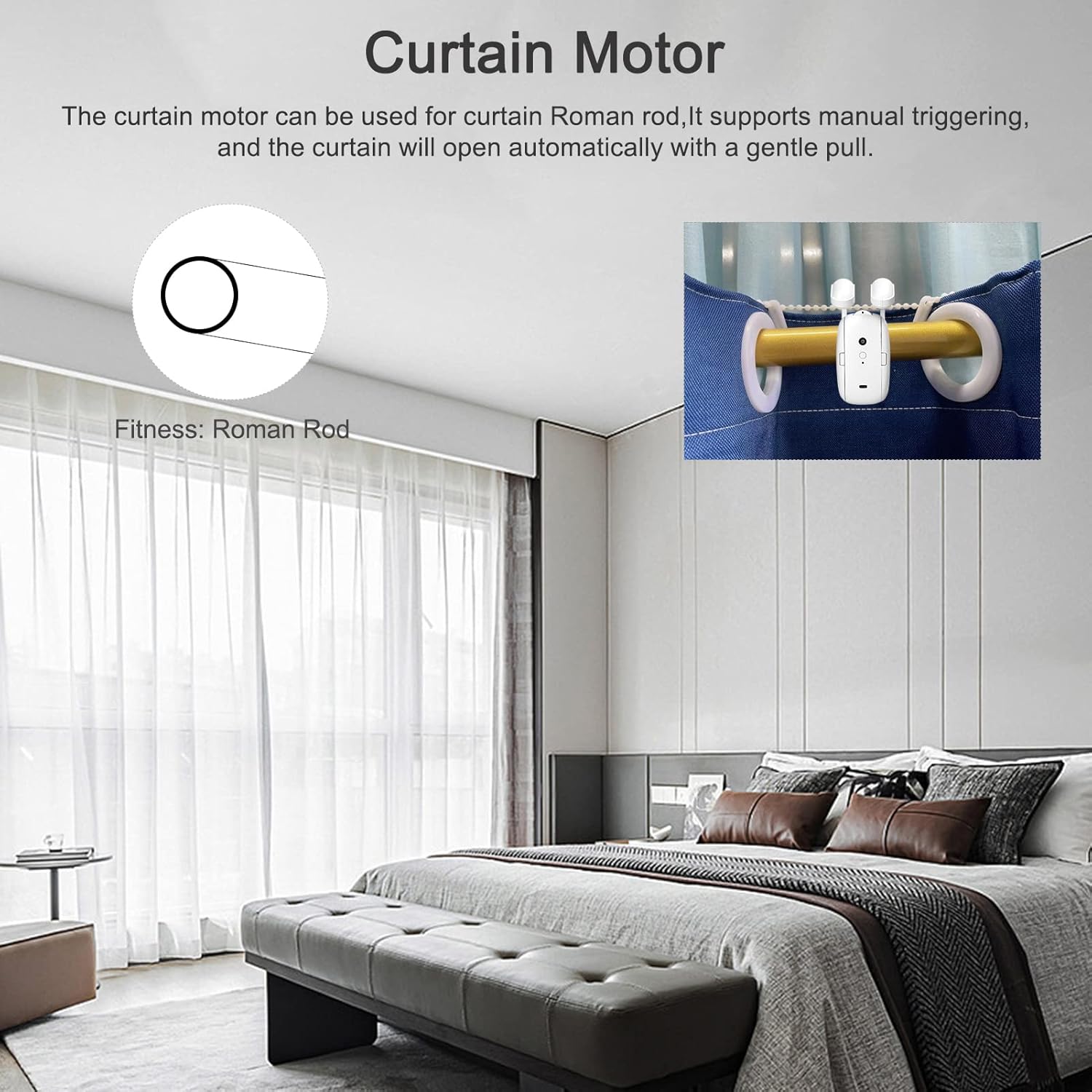 2PCS Tuya WiFi Intelligent Curtain Motor Electric Curtain Robot Automatic Opener No Wiring with Gateways Support APP Remote Control Timer Setup Temperature & Light Sensing Compatible with Home - Image 7