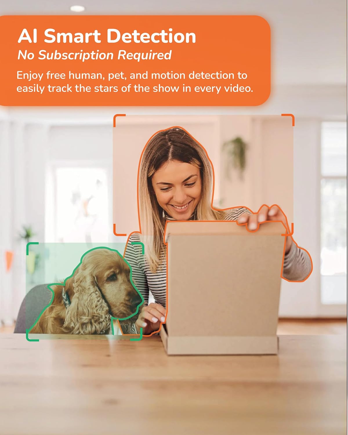 Indoor Pan-Tilt Home Security Camera - Free Human Motion Pet Detection for Daily Baby and Pet Monitor, SD Card Included, NO Monthly fee, 2.5k high Resolution Video and Night Color Vision - Image 4