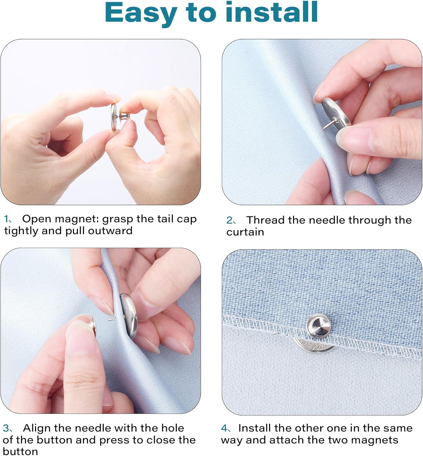 12 Pcs Magnets Shower Curtain Weights, Strong Shower Magnets Attach Shower Liner to Bathtub Bottom and Stop Shower Curtain Blowing in with 16 Self-Adhesive Patches - Image 6