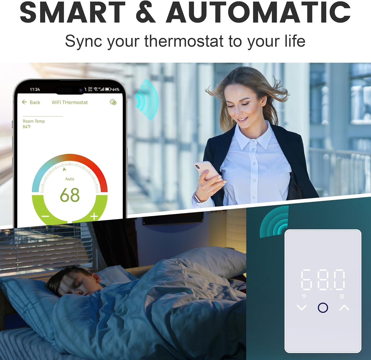 MAXKOSKO WiFi Smart Thermostat for Electric Floor Warming System with Touchscreen LED Display 120V/240V, Easy Connection & Energy Saving Home Programmable Thermostat White - Image 6