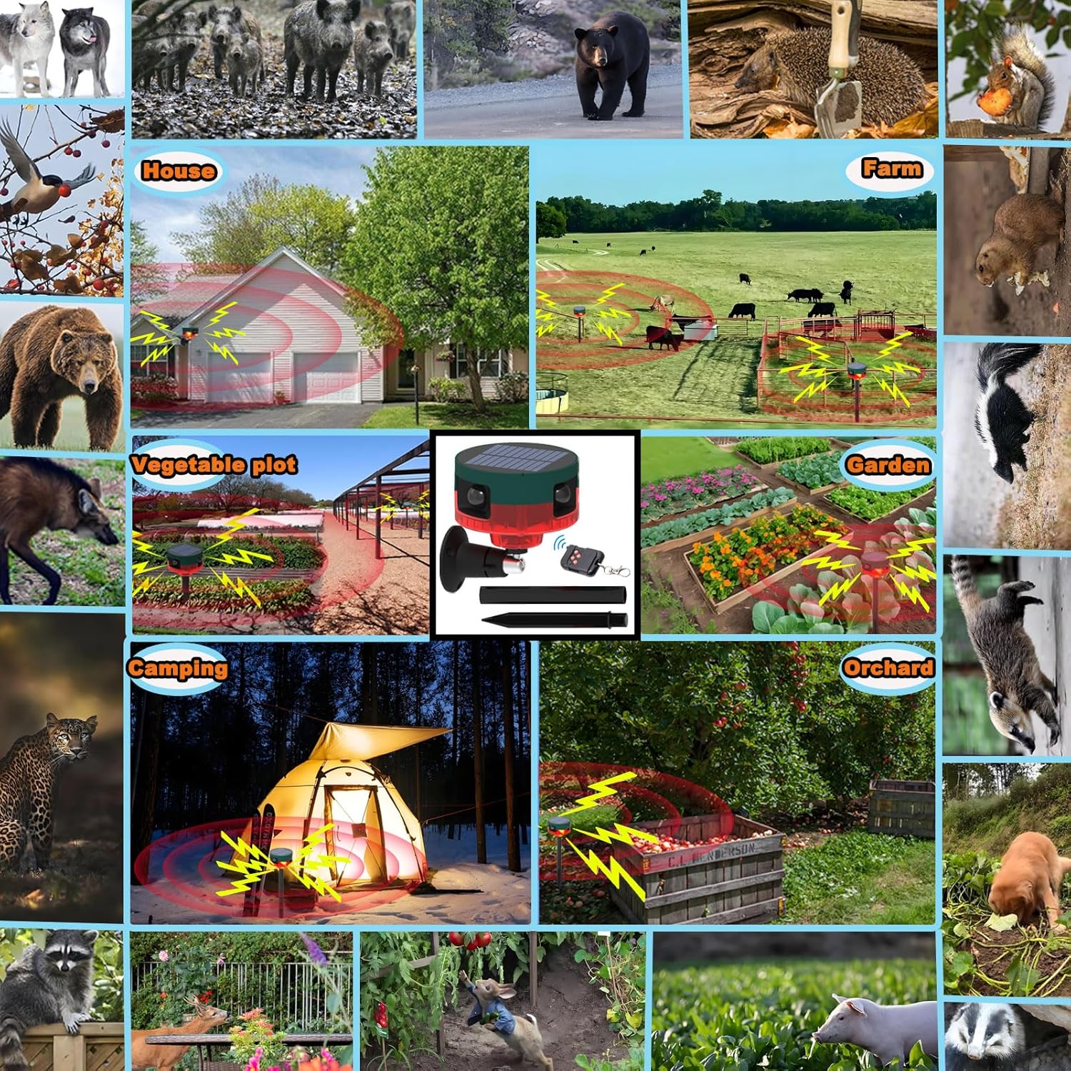 Solar Outdoor Motion Sensor Alarm, 360° Motion Detector Alarm with 130db Security Siren Support Recording, 13 Sounds Dual Modes Solar Alarm Strobe Light for Home & Farm - Image 5