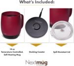 Nextmug - Temperature-Controlled, Self-Heating Coffee Mug (Burgundy - 14 oz.) - Image 4
