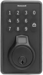 Honeywell Electronic Biometric Deadbolt Lock with Touchpad Matte Black Finish - Image 3